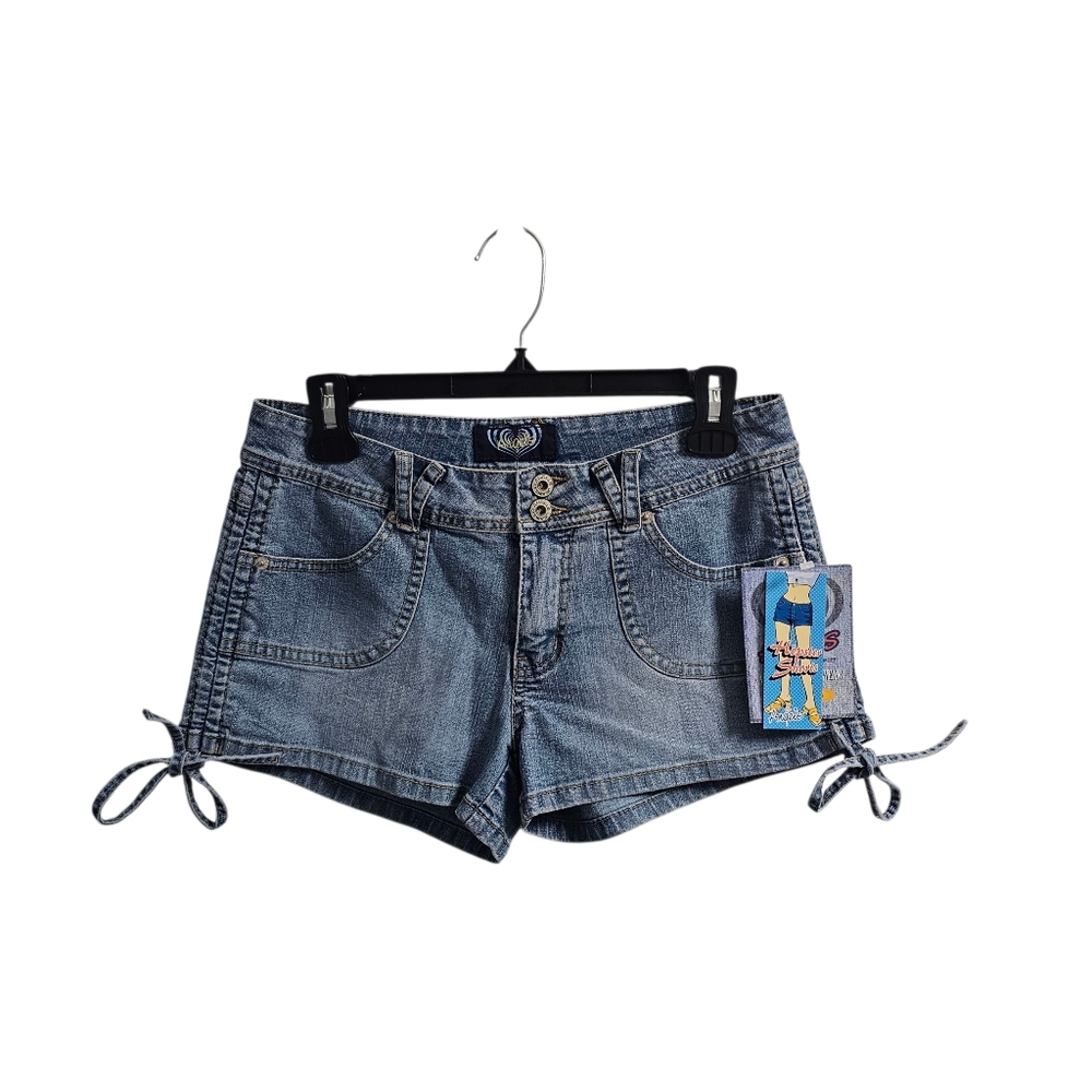 Angels Vintage y2k Side Tie Jean Shorts Size 9 Low Rise